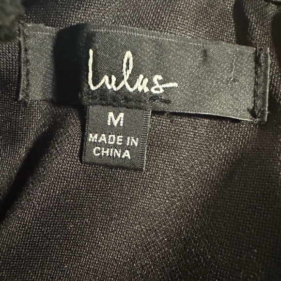 Lulu's Black Asymmetrical Wrap Pencil Dress W/ Bow - Picture 3 of 3